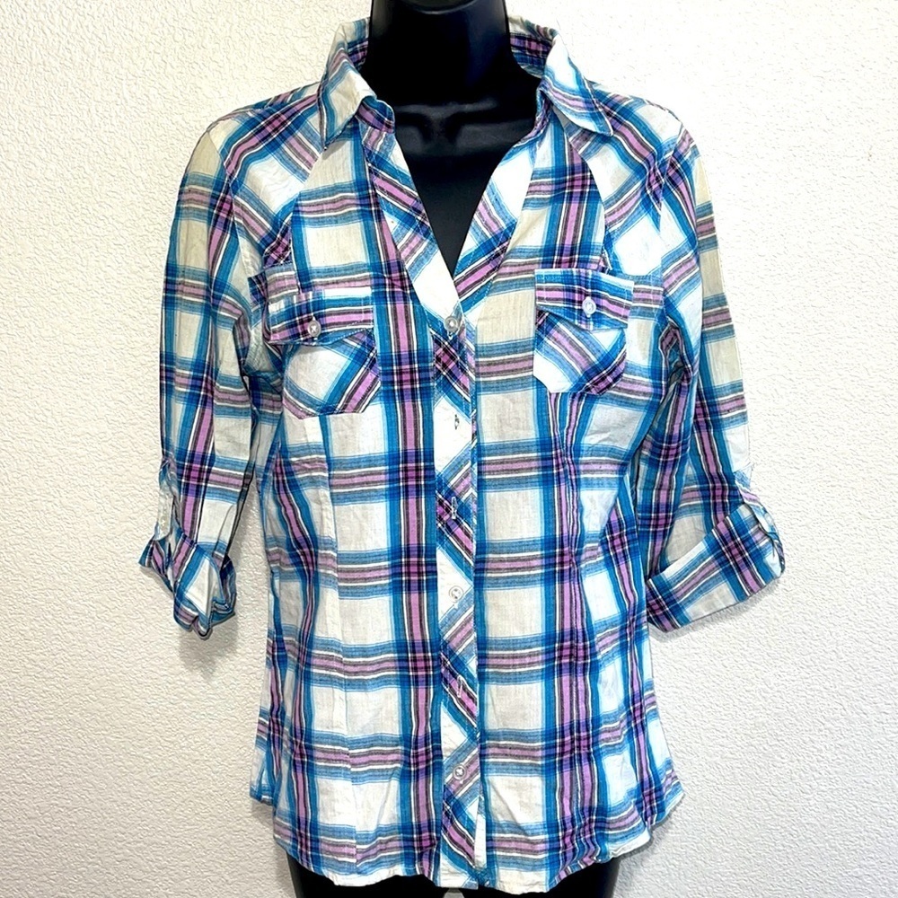 Love Potton Blue Purple Plaid Shirt